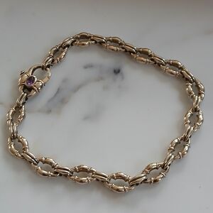 Scott Kay Bolo Link Bracelet with Amethyst Clasp  8" .925